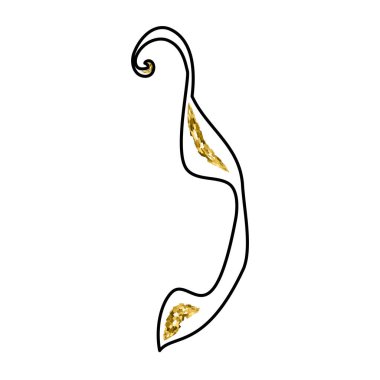 Kaligrafi, taçlı İbranice alfabesi. Dekoratif yazı tipi altın. Harfler altın çeker. İzole edilmiş arkaplanda vektör illüstrasyonu