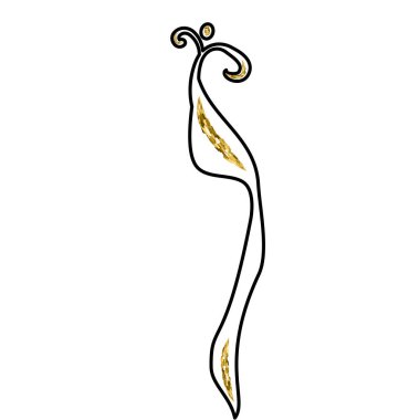 Kaligrafi, taçlı İbranice alfabesi. Dekoratif yazı tipi altın. Harfler altın çeker. İzole edilmiş arkaplanda vektör illüstrasyonu