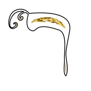 Kaligrafi, taçlı İbranice alfabesi. Dekoratif yazı tipi altın. Harfler altın çeker. İzole edilmiş arkaplanda vektör illüstrasyonu