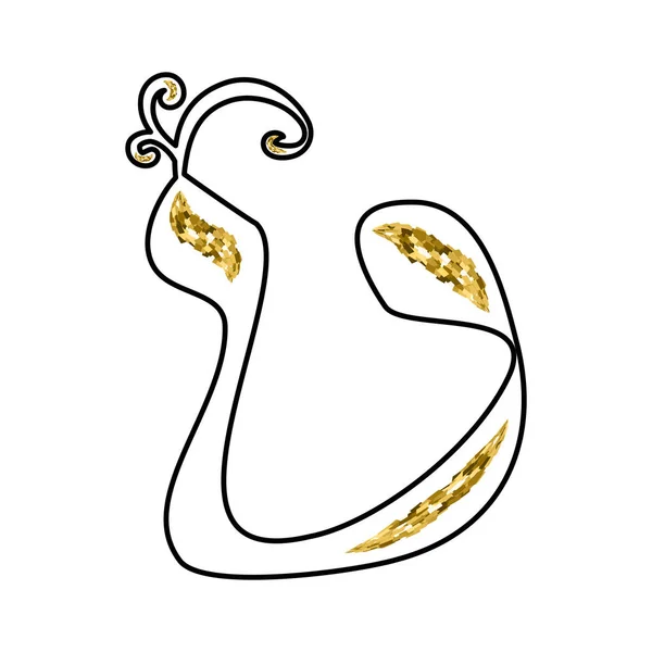 Alfabeto hebraico caligráfico com coroas. Fonte decorativa golden. Cartas mão desenhar ouro. Ilustração vetorial sobre fundo isolado — Vetor de Stock