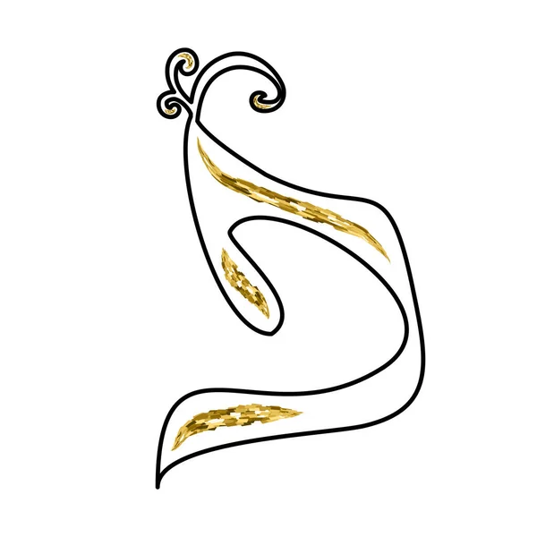 Kalligrafisch Hebreeuws alfabet met kronen. Decoratieve lettertype gouden. Brieven met de hand trekken goud. Vectorillustratie op geïsoleerde achtergrond — Stockvector