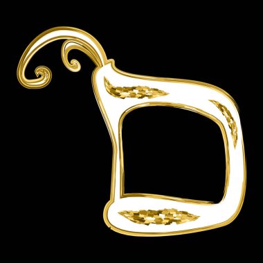 Kaligrafi İbrani alfabesi. Dekoratif yazı tipi altını. Harfler altın çeker. İzole edilmiş arkaplanda vektör illüstrasyonu.