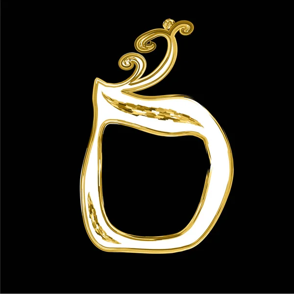 ตัวอักษรภาษาฮิบรู ตัวอักษรตกแต่งทอง ตัวอักษรวาดด้วยมือทอง ภาพเวกเตอร์บนพื้นหลังที่แยกแยก . — ภาพเวกเตอร์สต็อก