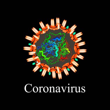 Coronavirus. Çin koronavirüsünün yapısı. Grip virüsü. Grip. Vektör illüstrasyonu.