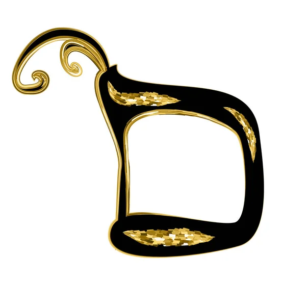 Kalligrafiskt hebreiskt alfabet med kronor. Dekorativa teckensnitt gyllene. Bokstäver drar guld för hand. Vektor illustration på isolerad bakgrund — Stock vektor