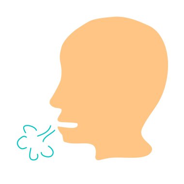 Cough. Symptom of influenza, allergies, bronchitis, pneumonia. Coronavirus. Icons cough. Infographics. Vector illustration on isolated background.