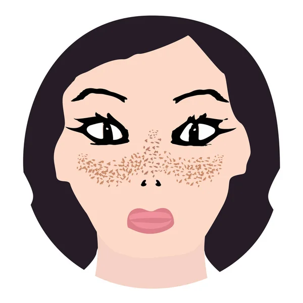 Taches de rousseur sur le visage. Pigmentation sur la peau. Tache pigmentée sur la peau du visage. Avant et après le traitement. Illustration vectorielle — Image vectorielle