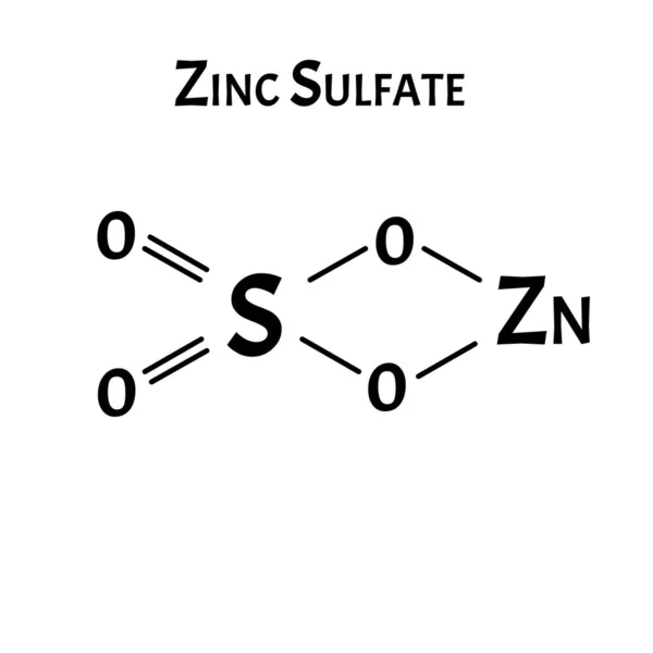 Zinksulfat ist eine molekularchemische Formel. Zink-Infografiken. Vektor-Illustration auf isoliertem Hintergrund. — Stockvektor