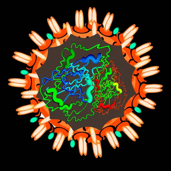 Coronavírus. A estrutura do coronavírus chinês. Vírus da gripe. Gripe. Ilustração vetorial . — Vetor de Stock