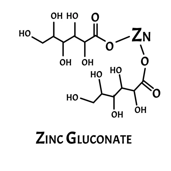 El gluconato de zinc es una fórmula química molecular. Infografías de zinc. Ilustración vectorial sobre fondo aislado . — Vector de stock