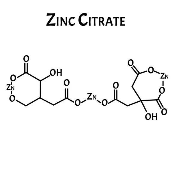 Citrato de zinco é uma fórmula química molecular. Infográficos de zinco. Ilustração vetorial sobre fundo isolado . — Vetor de Stock
