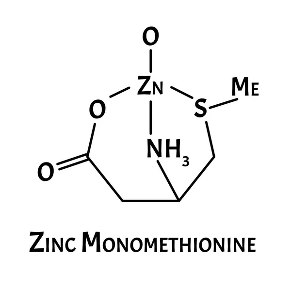 A cink-monometionin egy molekuláris kémiai formula. Cink infografika. Vektorillusztráció izolált háttérrel. — Stock Vector