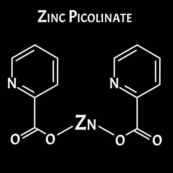 Zinc picolinate molecular chemical formula. Zinc infographics. Vector