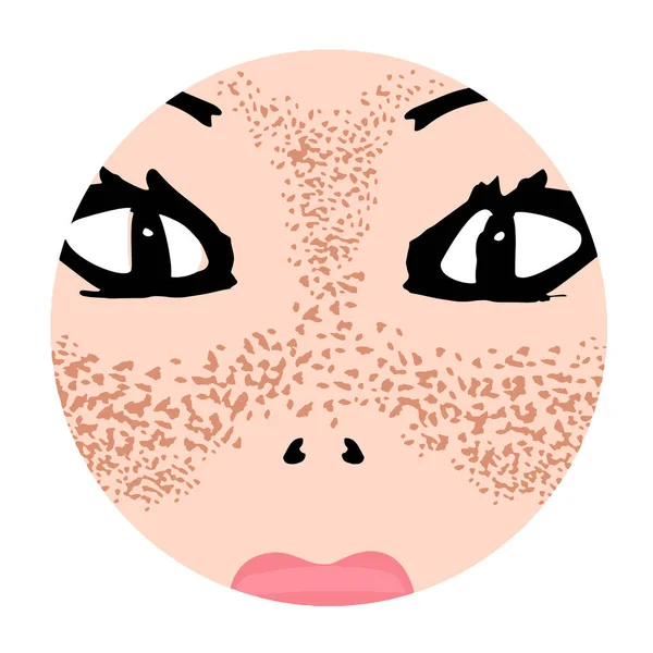 Pecas en la cara. Pigmentación en la piel. Mancha pigmentada en la piel de la cara. Ilustración vectorial — Vector de stock