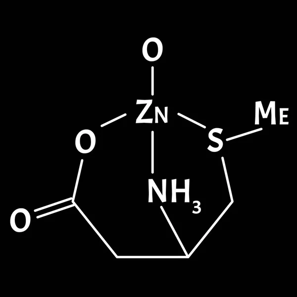 La monometionina de zinc es una fórmula química molecular. Infografías de zinc. Ilustración vectorial sobre fondo aislado . — Vector de stock