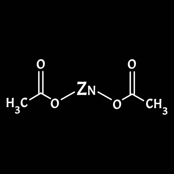 El acetato de zinc es una fórmula química molecular. Infografías de zinc. Ilustración vectorial sobre fondo aislado . — Vector de stock