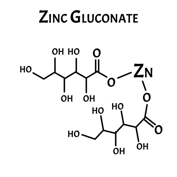 A cink-glükonát egy molekuláris kémiai képlet. Cink infografika. Vektorillusztráció izolált háttérrel. — Stock Vector