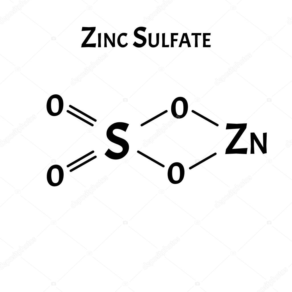 El sulfato de zinc es una fórmula química molecular. Infografías de