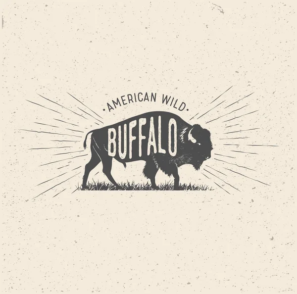 Divoký buvol. Vintage stylem vektorové ilustrace americké buffalo. — Stockový vektor