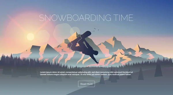 Bannière web à thème snowboard . — Image vectorielle
