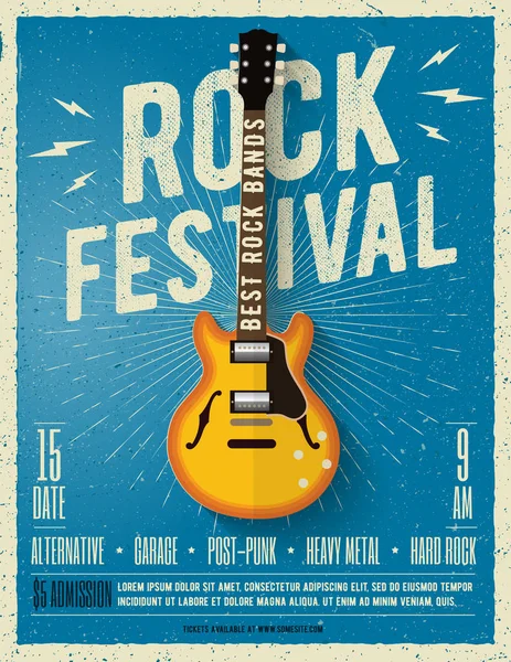 Rock Müzik Festivali el ilanı. Vektör çizim. — Stok Vektör