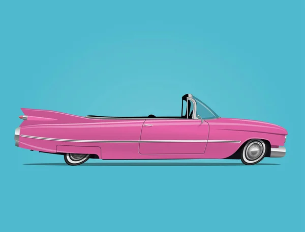 Rajzfilm stílusú vektoros illusztráció a rózsaszín retro autó Cabriolet — Stock Vector