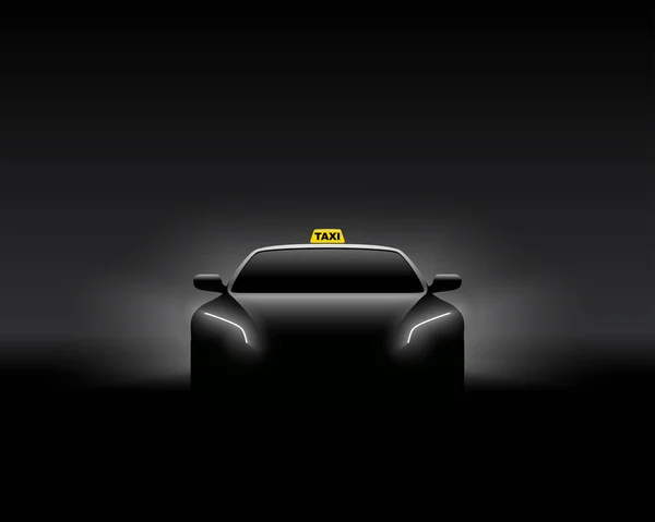 Silhouette de voiture de taxi sombre vue de face . — Image vectorielle