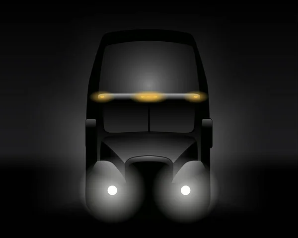 Semi caminhão vista frontal silhueta escura. Ilustração vetorial . — Vetor de Stock