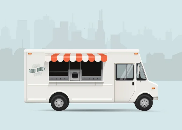 Camião da comida. ilustração vetorial de estilo plano . — Vetor de Stock