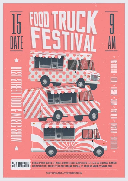 Food Truck Festival Poster Flyer Template (em inglês). Cartaz de comida de rua. Ilustração vetorial . — Vetor de Stock