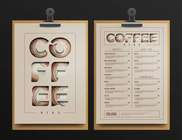 Menüvorlage für Cafés. Kaffeewagen-Attrappe auf. Vektorillustration. — Stockvektor