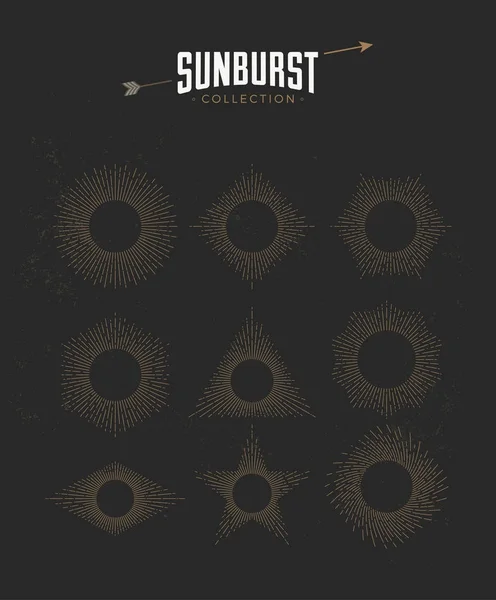 Sunburst Set Kollektion im Vintage Stil. Vektorillustration. — Stockvektor