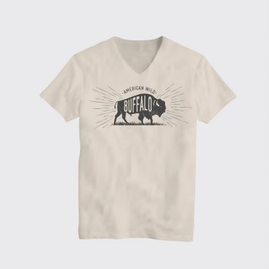 Buffalo Amerikan vahşi T-Shirt tasarım şablonu. Vektör çizim.