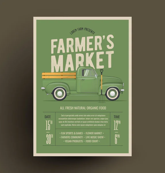 Eski stil çiftçinin kamyonet. Vektör çizim.