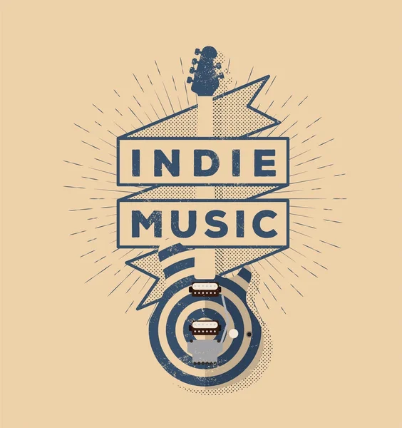 Indie Rock Music Design de emblema estilo vintage. Modelo para o seu cartaz, folheto, banner, design. Ilustração vetorial . — Vetor de Stock