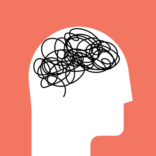 Beynin beyaz başlı siluet konsepti. Vektör illüstrasyonu.