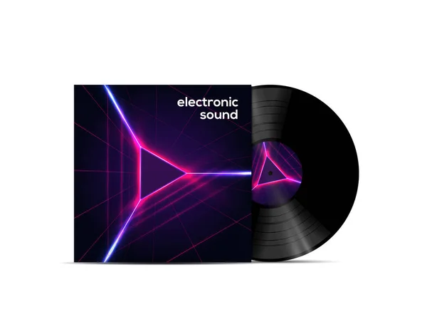 Elektronische Tonschallplattenmockup isoliert auf weißem Hintergrund Vektorillustration für Flyer oder Poster oder Playlist-Cover. Illustration zum Konzept elektronischer Musik. — Stockvektor