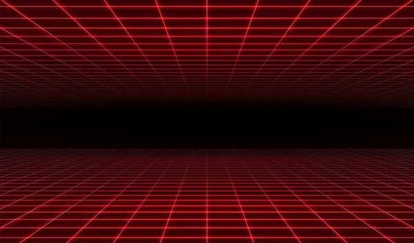 Abstract retro futuristische rode laser grid achtergrond. Vector Illustratie — Stockvector