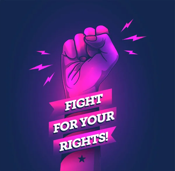 为争取你的权利而斗争的抗议拳头的矢量插图。矢量说明. — 图库矢量图片