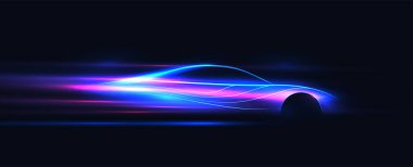 Yandan bakan parlak spor araba silueti. Soyut modern biçimlendirilmiş vektör çizimi.