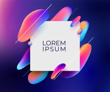 Kağıt kartlı vektör arkaplan ve soyut renkli sıvı gradyan şekilleri. Modern tasarım tarzında modaya uygun kabarcık arkaplanı. Vektör illüstrasyonu.