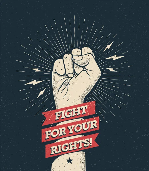 Levé poing bras de protestation avec la lutte pour votre légende des droits. Illustration vectorielle — Image vectorielle