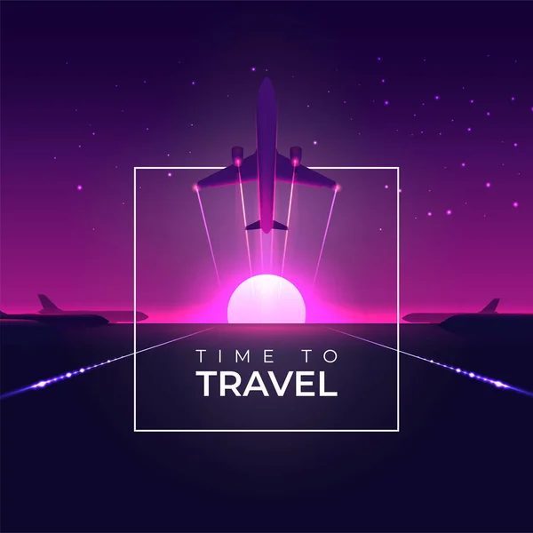 Time to travel. Vacation squared flyer poster template. Vector illustration. — Stock Vector