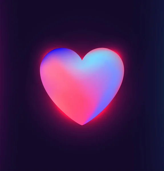 Parlak bir kalp. Neon parlayan bağbozumu tabelası. Mor arka planda retro kalp işareti var. Sevgililer Günü için tasarım elemanı. Tasarımın, tebrik kartın, afişin için şablon. Vektör illüstrasyonu. — Stok Vektör