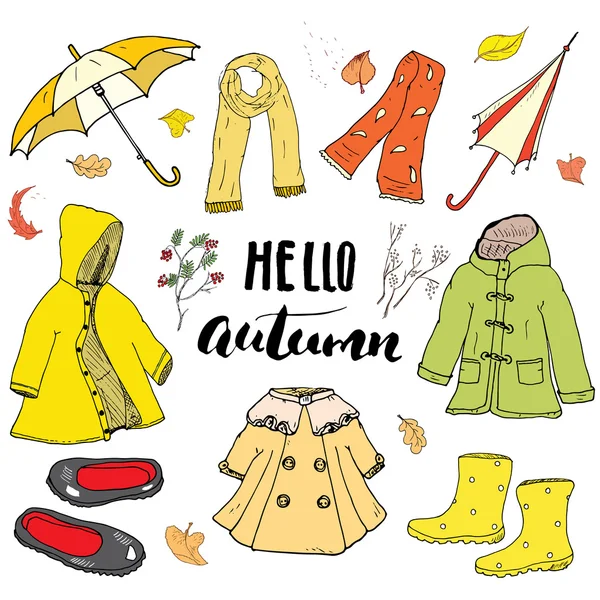 Outono conjunto de roupas temporada . — Vetor de Stock