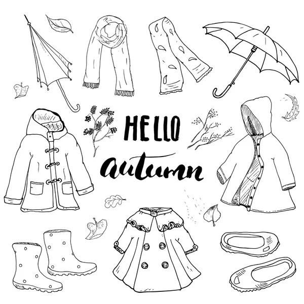 Outono conjunto de roupas temporada . —  Vetores de Stock