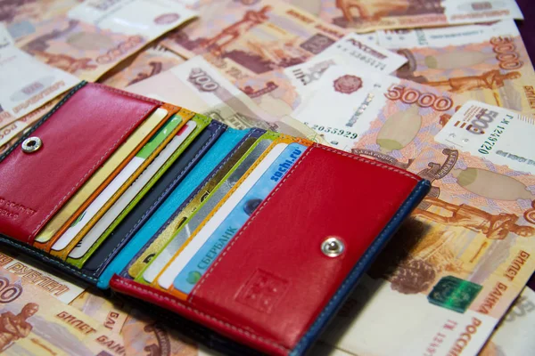 El bolso y el dinero — Foto de Stock
