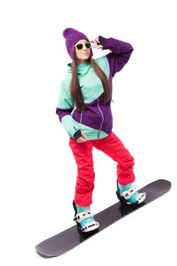 kadın mor Kayak snowboard rides