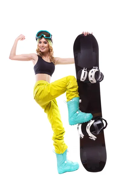 Vackra sport flicka med snowboard — Stockfoto