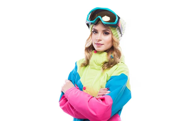 Jolie femme en costume de snowboard — Photo